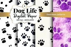 Dog Paw Digital Paper Seamless Scrapbook Paper Product Image 1