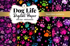 Dog Paw Digital Paper Seamless Scrapbook Paper Product Image 1