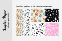 Dog Paw Digital Paper Seamless Scrapbook Paper Product Image 3