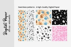 Dog Paw Digital Paper Seamless Scrapbook Paper Product Image 3
