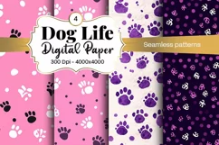 Dog Paw Digital Paper Seamless Scrapbook Paper Product Image 1