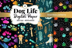 Dog Paw Digital Paper Seamless Scrapbook Paper Product Image 1