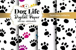 Dog Paw Digital Paper Seamless Scrapbook Paper Product Image 1