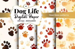 Dog Paw Digital Paper Seamless Scrapbook Paper Product Image 1