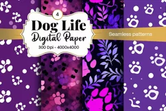 Dog Paw Digital Paper Seamless Scrapbook Paper Product Image 1