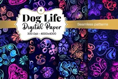 Dog Paw Digital Paper Seamless Scrapbook Paper Product Image 1
