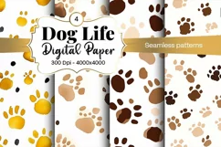 Dog Paw Digital Paper Seamless Scrapbook Paper Product Image 1
