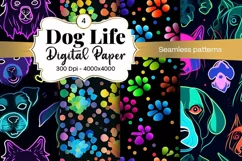 Dog Paw Digital Paper Seamless Scrapbook Paper Product Image 1