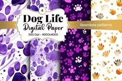 Dog Paw Digital Paper Seamless Scrapbook Paper Product Image 1