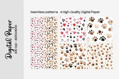 Dog Paw Digital Paper Seamless Scrapbook Paper Product Image 3