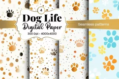Dog Paw Digital Paper Seamless Scrapbook Paper Product Image 1