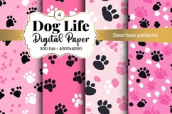 Dog Paw Digital Paper Seamless Scrapbook Paper Product Image 1