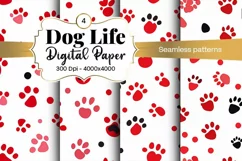 Dog Paw Digital Paper Seamless Scrapbook Paper Product Image 1