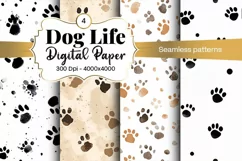 Dog Paw Digital Paper Seamless Scrapbook Paper Product Image 1