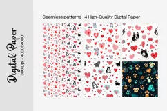 Dog Paw Digital Paper Seamless Scrapbook Paper Product Image 3
