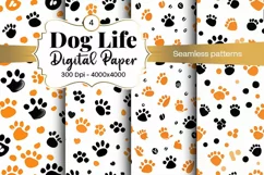 Dog Paw Digital Paper Seamless Scrapbook Paper Product Image 1