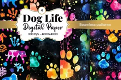 Dog Paw Digital Paper Seamless Scrapbook Paper Product Image 1