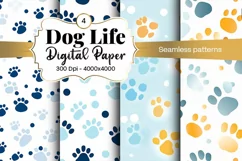 Dog Paw Digital Paper Seamless Scrapbook Paper Product Image 1