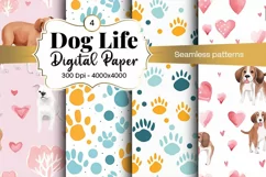 Dog Paw Digital Paper Seamless Scrapbook Paper Product Image 1
