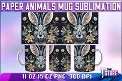 Paper Hare Mug Sublimation | 11 oz 15 oz Mug | PNG File Product Image 1