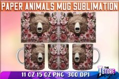 Paper Bear Mug Sublimation | 11 oz 15 oz Mug | PNG File Product Image 1