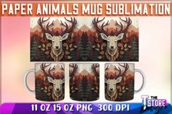 Paper Deer Mug Sublimation | 11 oz 15 oz Mug | PNG File Product Image 1