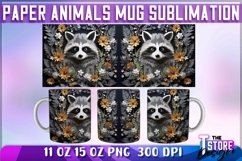 Paper Raccoon Mug Sublimation | 11 oz 15 oz Mug | PNG File Product Image 1