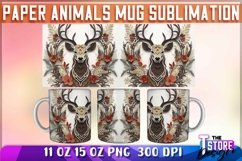 Paper Deer Mug Sublimation | 11 oz 15 oz Mug | PNG File Product Image 1