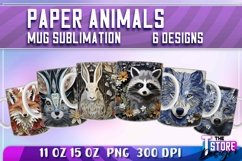 Paper Animals Mug Sublimation | 11 oz 15 oz Mug | PNG File Product Image 1