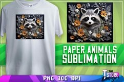 Paper Raccoon Sublimation | T-Shirt Design | PNG File Product Image 1