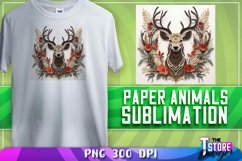 Paper Deer Sublimation | T-Shirt Design | PNG File Product Image 1