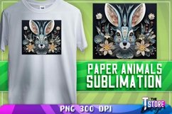 Paper Hare Sublimation | T-Shirt Design | PNG File Product Image 1