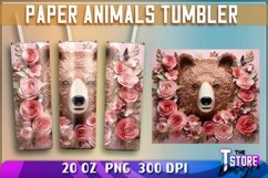 Paper Animals Tumblers Wrap 20 oz | PNG File | 300 DPI Product Image 4