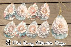 Earring teardrop sublimation 3D paper art flower pastel Product Image 1