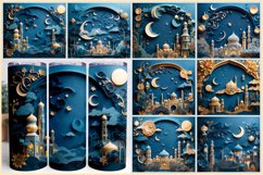 Paper Art Style Ramadan 3D Sublimation Tumbler Wrap Product Image 1
