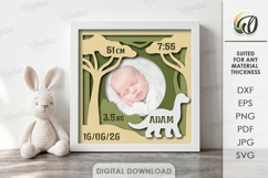 3D Baby Photo Frames Bundle. Birth Stats Shadow Box Papercut Product Image 4