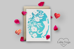 Cat with flowers postcard laser cut / Card cat Laser Cut Product Image 1
