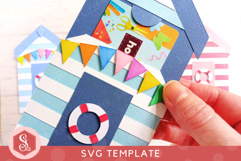 Beach Hut Gift Card Holder SVG Template Product Image 2