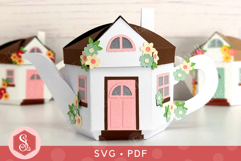 Country Cottage Teapot Box SVG and PDF Templates Product Image 2