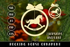 Paper cut Christmas ornament svg template with two rocking horse designs