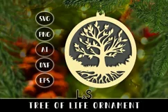 Paper cut Christmas ornament svg template with layered tree of life round design