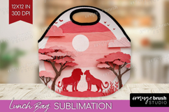 Valentine Papercut Lunch Bag - Couple Animals Lunch Bug PNG Product Image 1