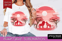 Valentine Papercut Round Tshirt Background - Couple Animals Product Image 1