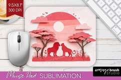 Valentine Papercut Mouse Pad Sublimation - Couple Animals Product Image 1