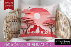 Valentine Papercut Pillow Sublimation - Couple Animals Cover Product Image 1