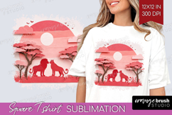 Valentine Papercut Square Tshirt Background - Couple Animals Product Image 1