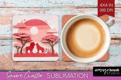 Valentine Papercut Square Coaster - Couple Animals Coaster Product Image 1