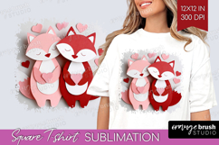 Valentine Papercut Square Tshirt Background - Couple Animals Product Image 1