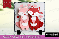 Valentine Papercut Slate PNG - Couple Animals Square Slate Product Image 1