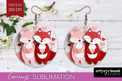 Valentine Papercut Round Earrings - Couple Animals PNG Product Image 1